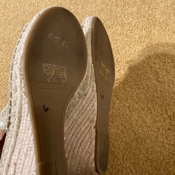 Marc Fisher tan suede espadrille spiked wedge sandals - Picture 8 of 11